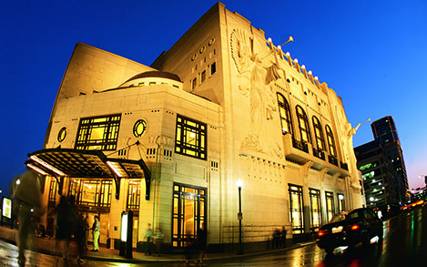 Bass Performance Hall at Night