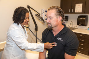 Patient being examed at Trinity Metro Medial Clinic