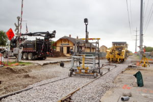 Construction of TEXRail track at Grapevine Main Street Station