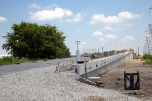 TEXRail track construction of UPRR Overpass in Haltom City, Texas