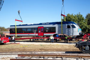 TEXRail Train unloading in Grapevine, Texas