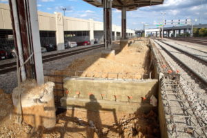TEXRail track construction at T&P Station Fort Worth, Texas