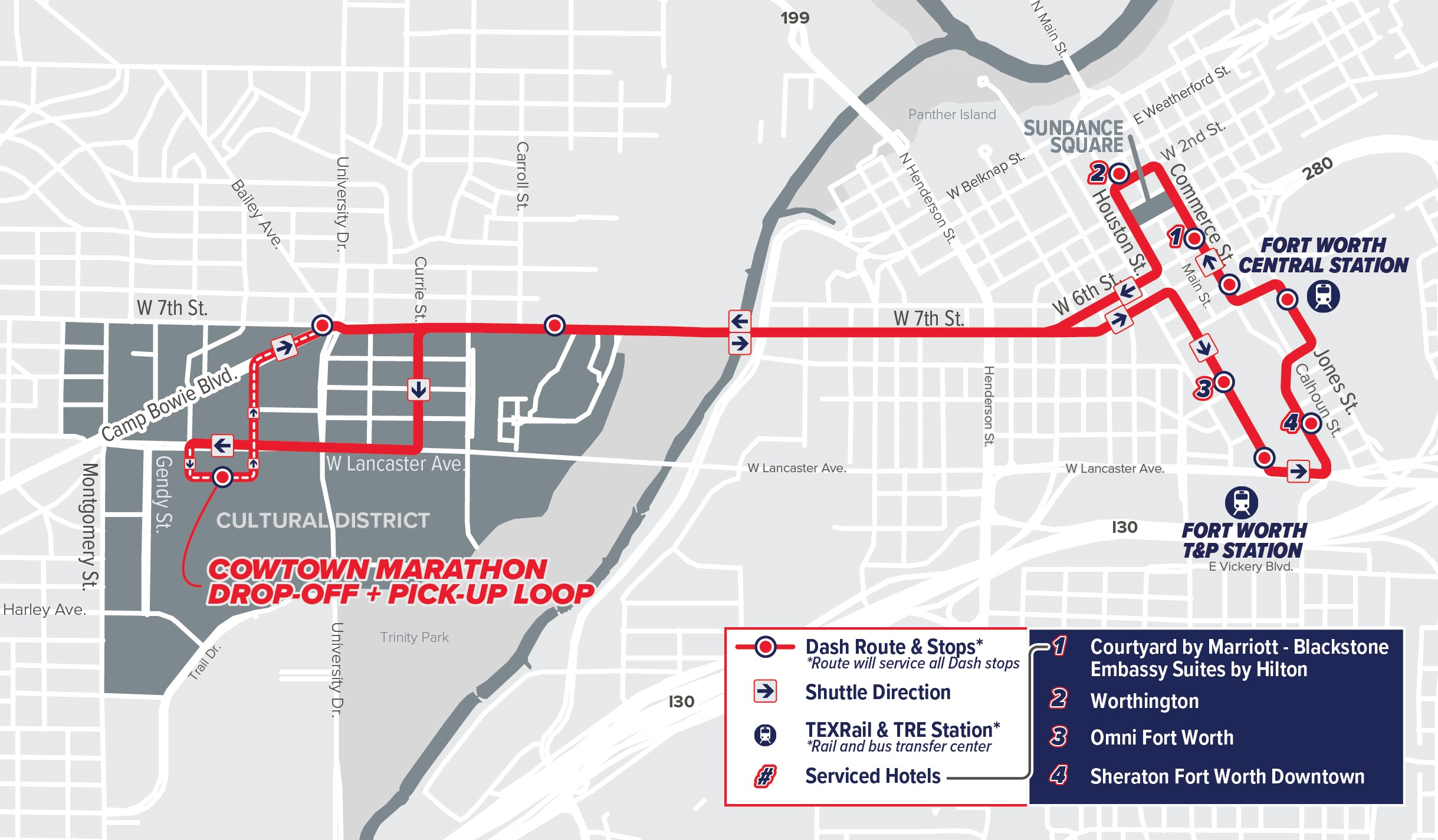 Cowtown Marathon Route Map